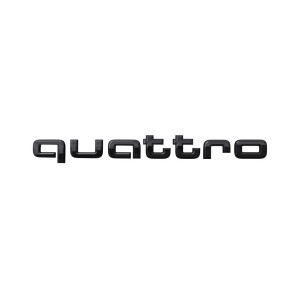 Napis quattro w kolorze czarnym, informujący o mocy i technologii napędu