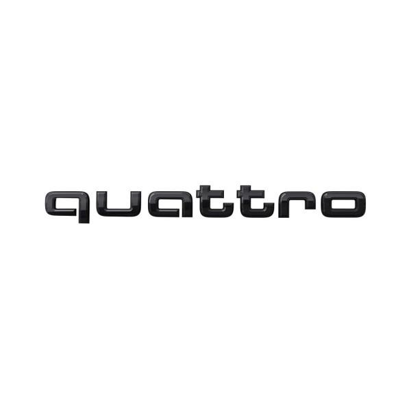 Napis quattro w kolorze czarnym, informujący o mocy i technologii napędu